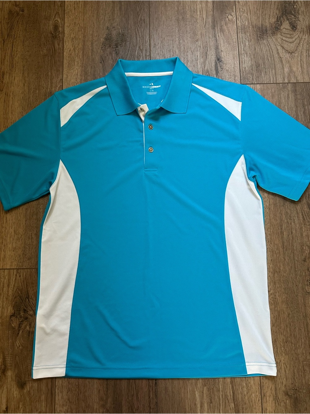 Grand Slam Golf Men's Polo Shirt, Blue, White, Textured, Casual, Large